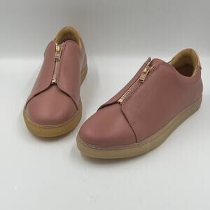 Pairs In Paris Women's Milton Zip Leather Sneakers Blush Pink 40 EUR 9 US NEW